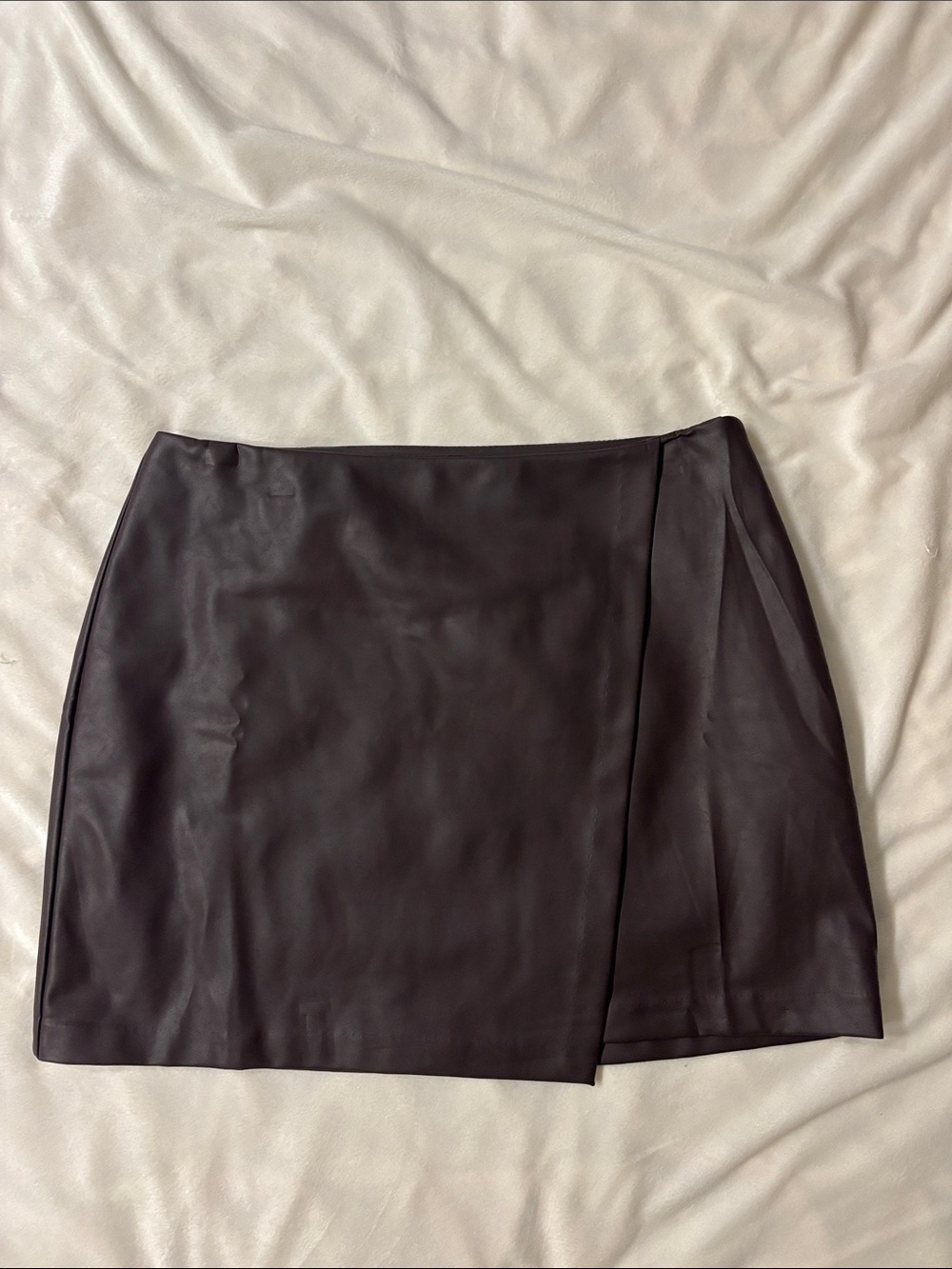 Old Navy Brown Faux Leather Mini Skort with Side Wrap Detail